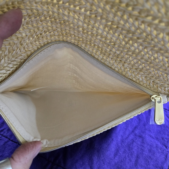 NWOT CHRISTIAN DIOR BEAUTY RAFFIA TROUSSE WICKER POUCH - Picture 5 of 6